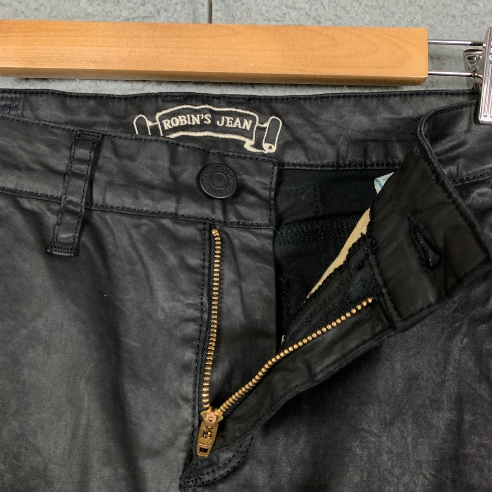 Robin's Jeans Predator Cargo Pants Women's 25 Black Coated‎ Side Striped Sporty - Picture 6 of 14